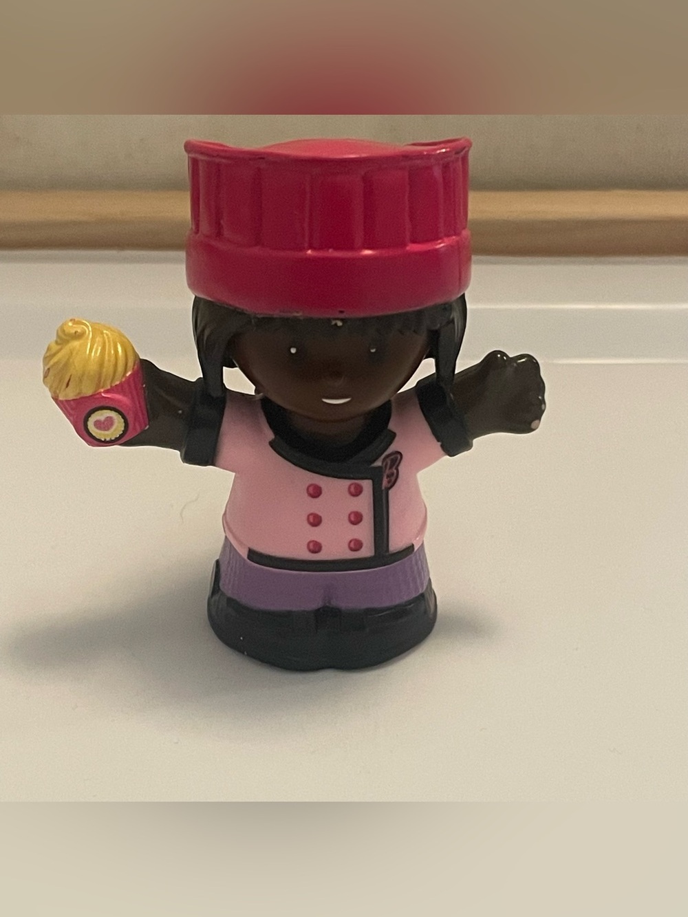 Little People Girl Chef Figure in Pink and Purple Cook Baker toy